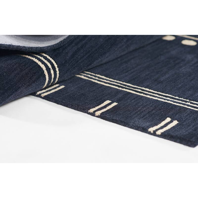 Momeni Simba Navy Geometric Wool Area Rug