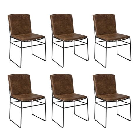 Arthur Antique Brown and Dark Gunmetal Upholstered Dining Chairs (Set of 6)