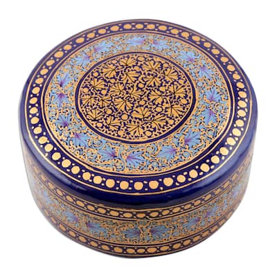 Novica Handmade Kashmir Cobalt Papier Mache Decorative Box