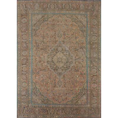 Traditional Mashad Persian Area Rug Handmade Wool Carpet - 9'3" x 12'10"