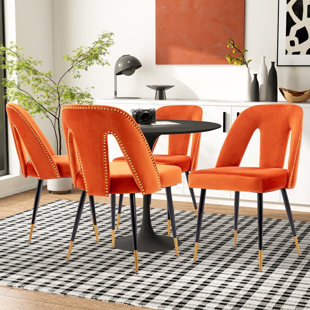 Orange metal hotsell dining chairs