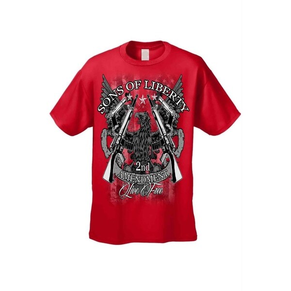 Men's T-Shirt Sons Of Liberty 2nd Amendment Live Free USA Guns Rifles NRA Tee