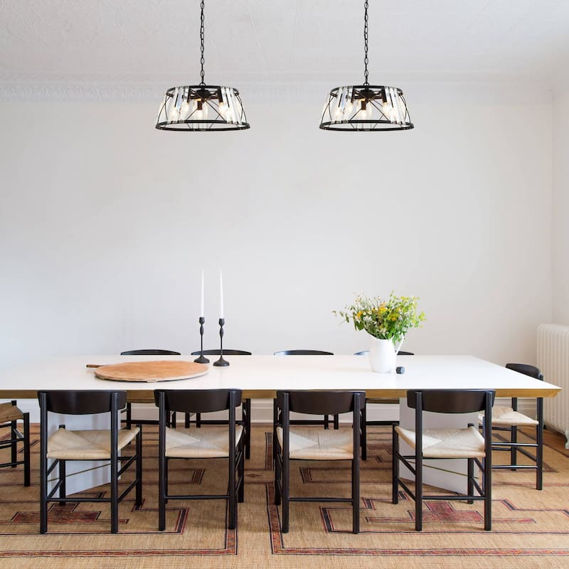 Black Modern Crystal 5-Light Chandelier Pendant Light