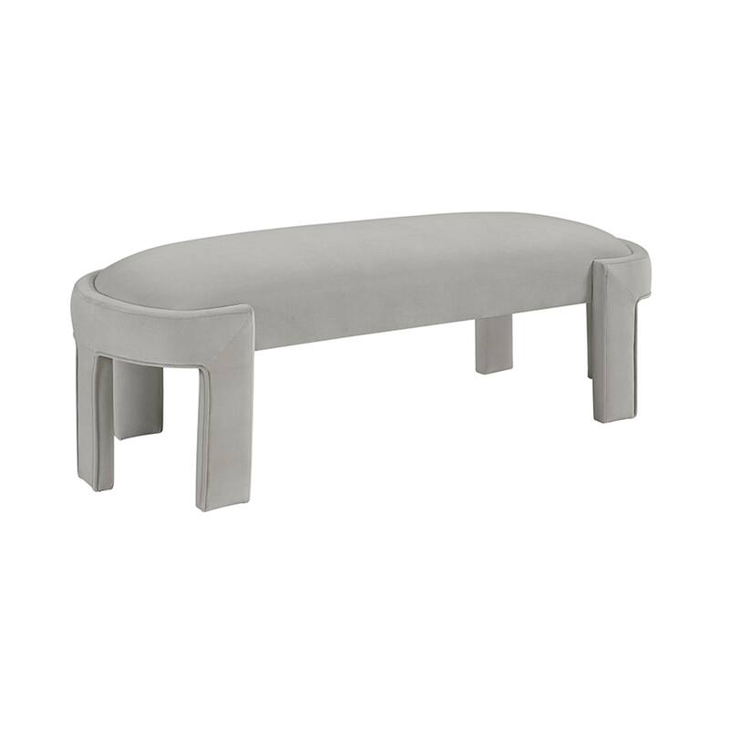 Revere 54" Velvet Upholstered Bench - High-Density Foam Cushioned Seat - Taupe