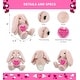 preview thumbnail 2 of 3, DolliBu Mother’s Day Super Soft Plush Baby Pink Rabbit With Pink Heart - 8 inches