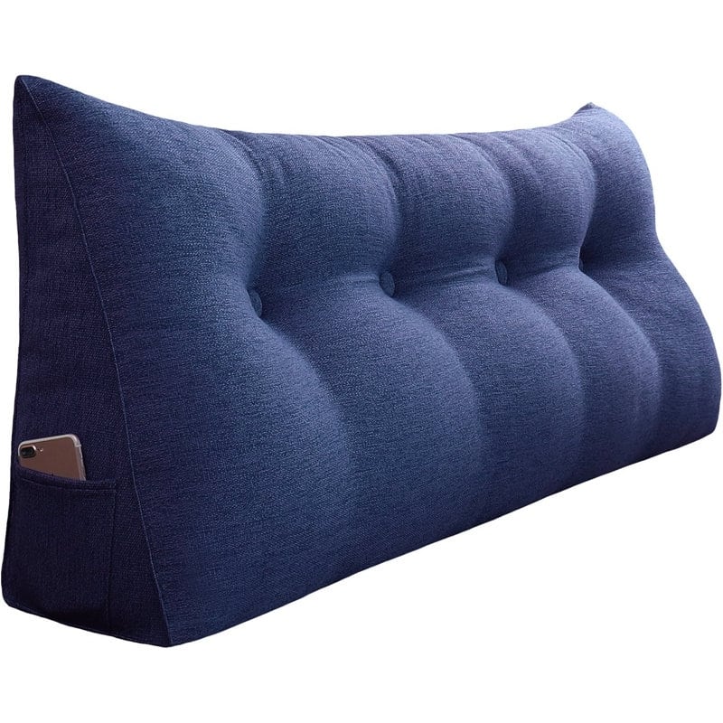 WOWMAX Bed Rest Wedge Reading Pillow Headboard Back Support Cushion - Full - Blue