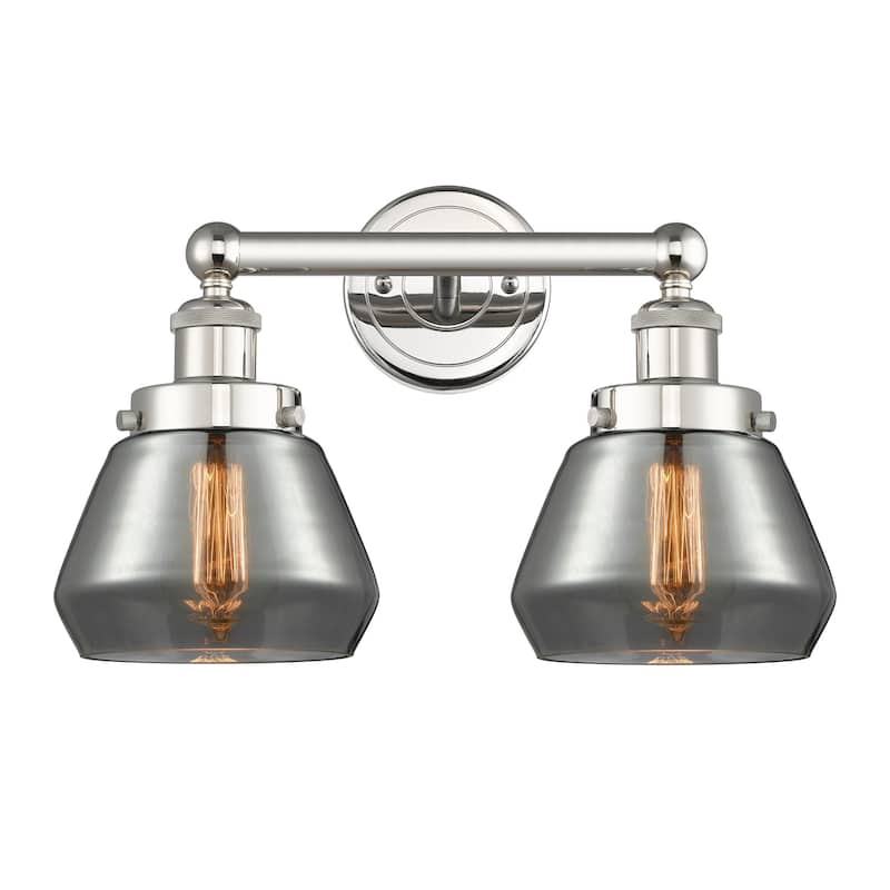 Innovations Lighting 616-2W-10-16 Fulton Vanity Fulton 2 Light 16" - Polished Nickel / Plated Smoke