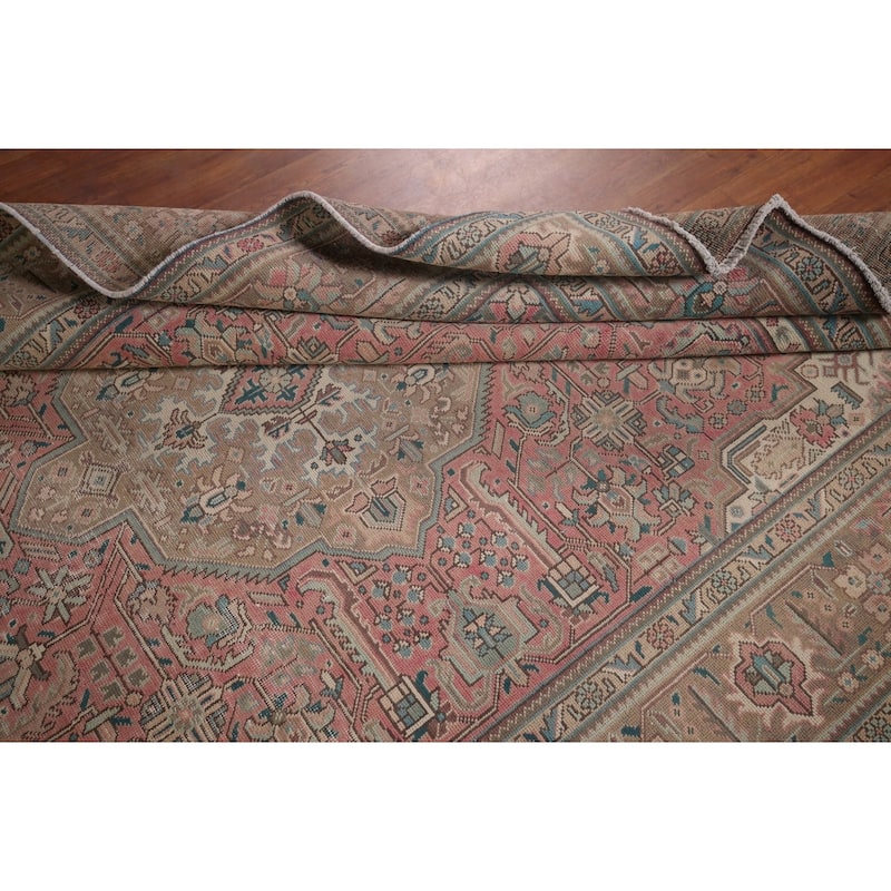 Pink Tabriz Persian Vintage Rug Hand-Knotted Traditional Wool Carpet - 6'9"x 9'8"