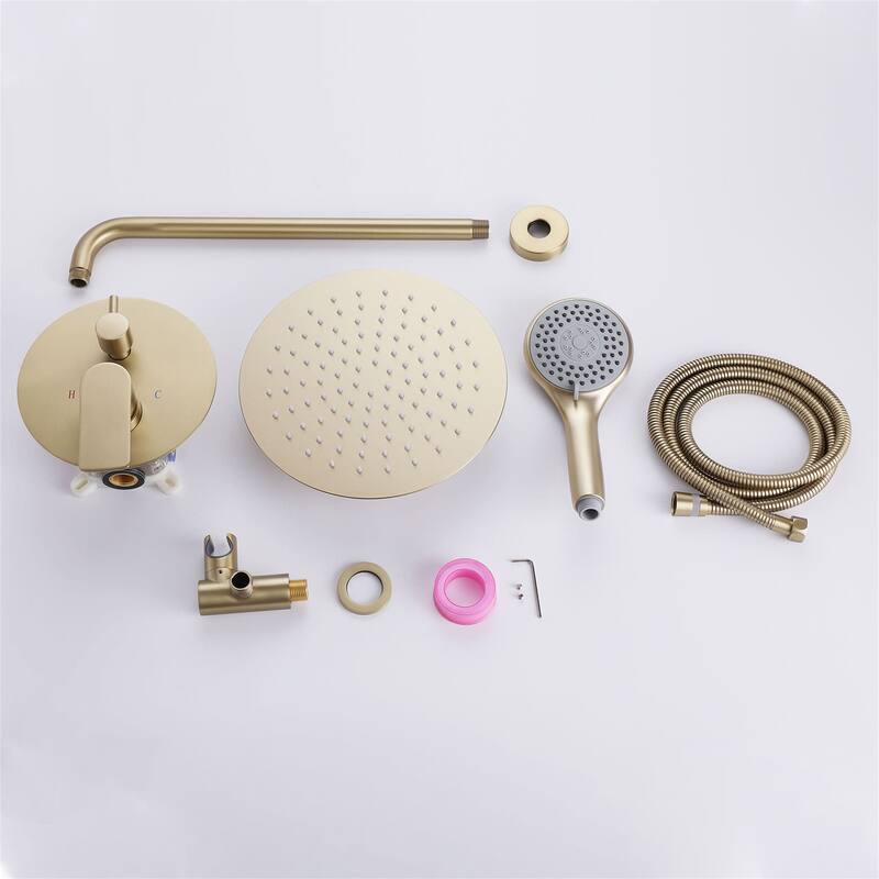 Wall Mount Shower Faucet with Hand Shower 9.84 Inch Shower System with Pressure Balance Valve