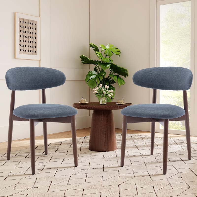 Modern Farmhouse Wooden Dining Chairs (Set of 2/4/6) – Upholstered Fabric Side Chairs with Floor Protectors