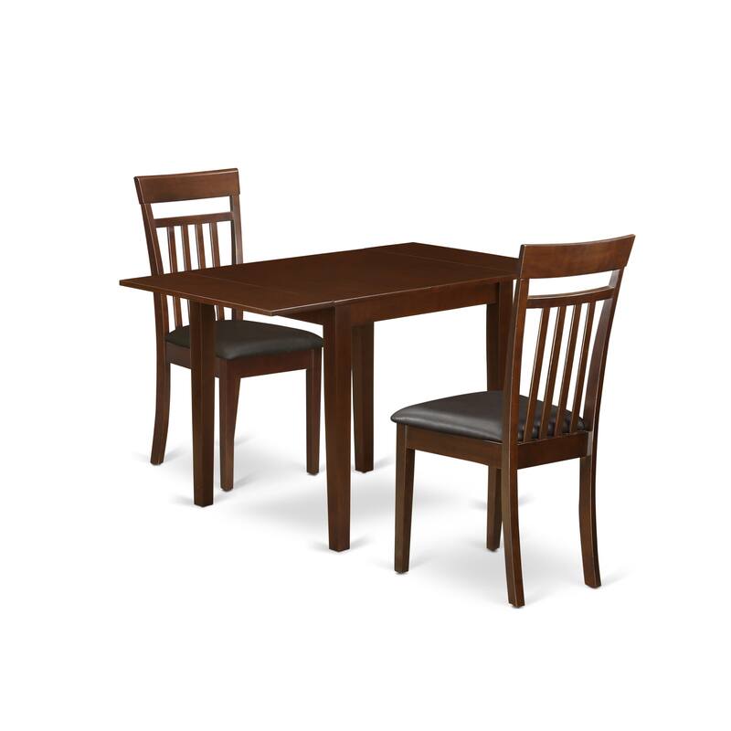 East West Furniture Modern Dining Table Set- a Rectangle Table and Faux Leather Dining Room Chairs, Mahogany(Pieces Options)