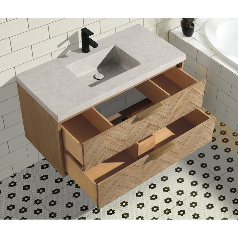 Ari Bath Carlsbad 42" Floating Bathroom Vanity Weathered Fir