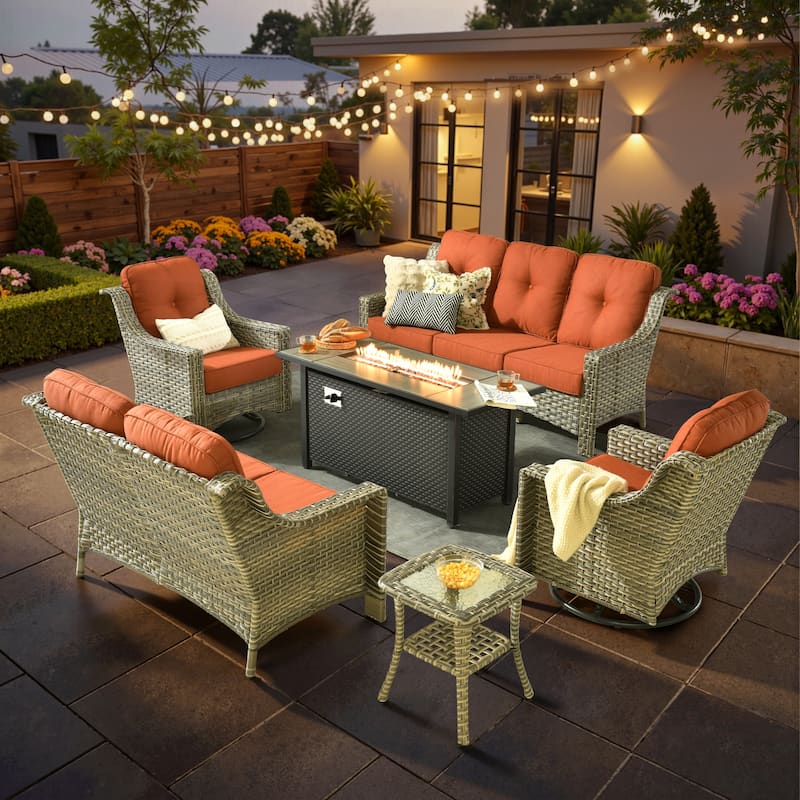 XIZZI 6-Piece Outdoor Furniture Patio Conversation Swivel Chairs Set