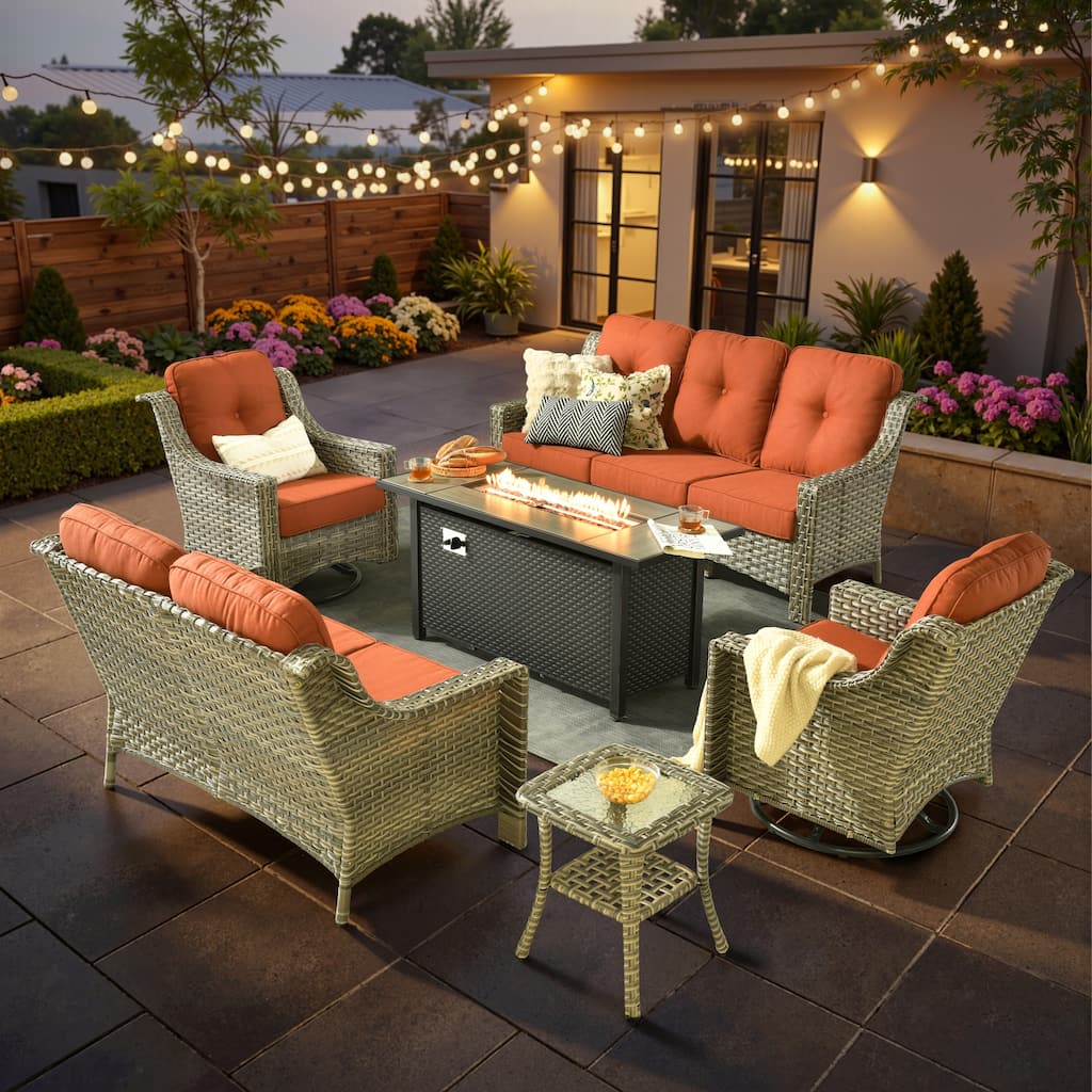 XIZZI 6-piece Patio Furniture Conversation Seating Set with Fire Pit