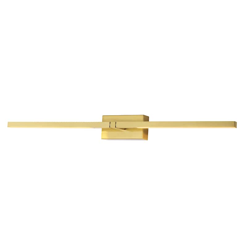 25" Modern Black/Gold LED Wall Sconce - 12W 3000K Warm Light, Linear Fixture for Bedroom & Hallway - 1 Light - Gold