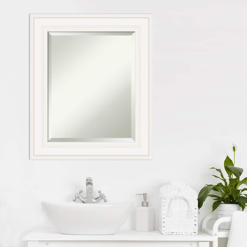 Beveled Bathroom Wall Mirror - Ridge White Frame - Ridge White
