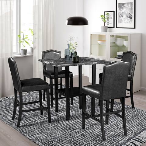 Dining Room 5 Piece Dining Set with Matching Chairs and Bottom Shelf