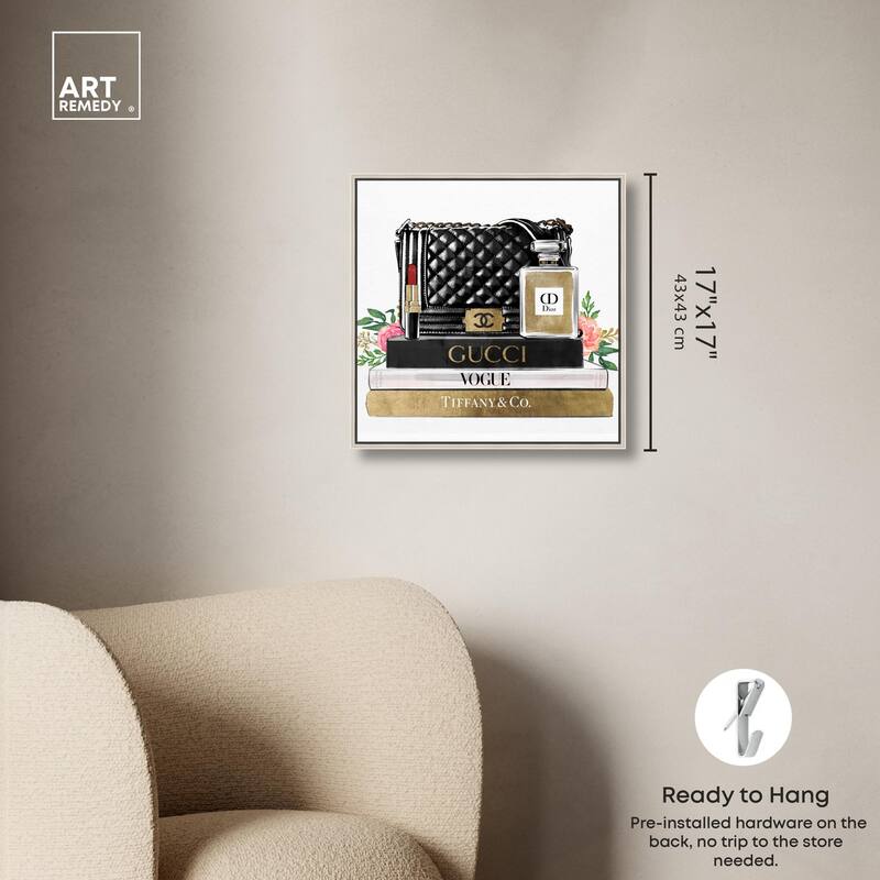 Luxury Paris Handbag and Books Canvas by Art Remedy