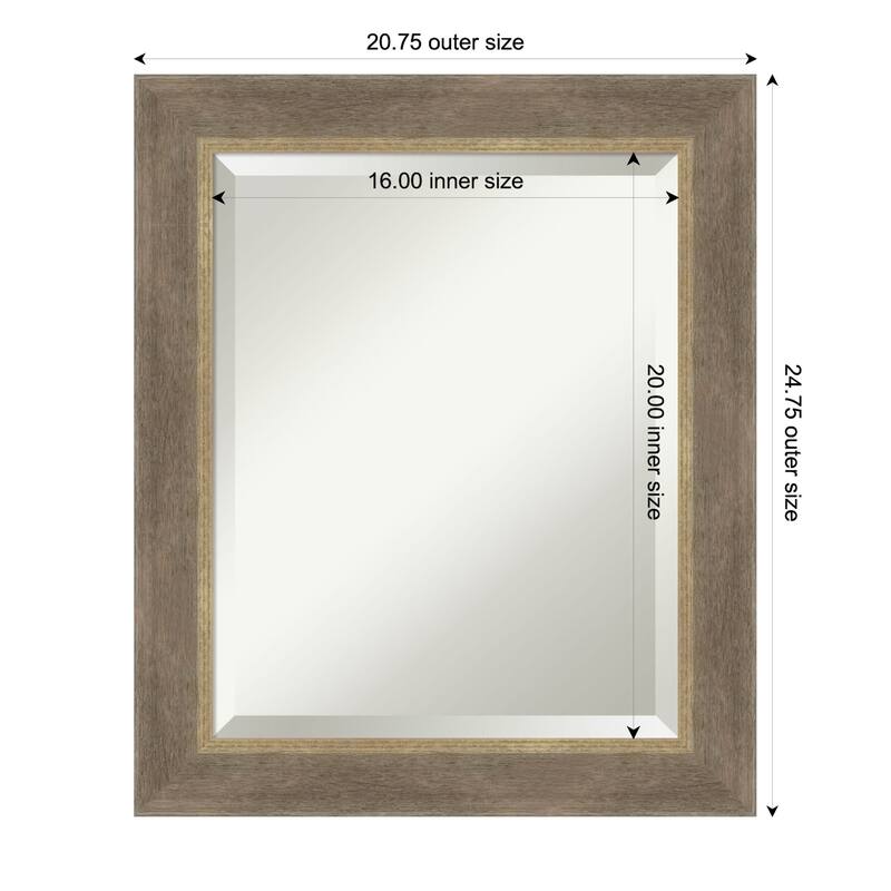 Driftwood Tan Beveled Wood Framed Wall Mirror - Driftwood Tan - 21 x 25 in
