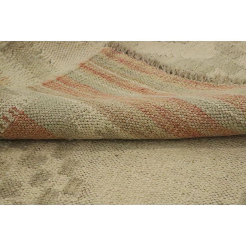 Hand Woven Oriental 100% Wool Carpet Southwestern Tribal Beige & Ivories Kilim Area Rug - 6' 0'' X 4' 1''