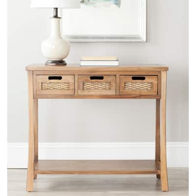 SAFAVIEH Autumn Brown 3-drawer Console Table - 34" x 14" x 30"