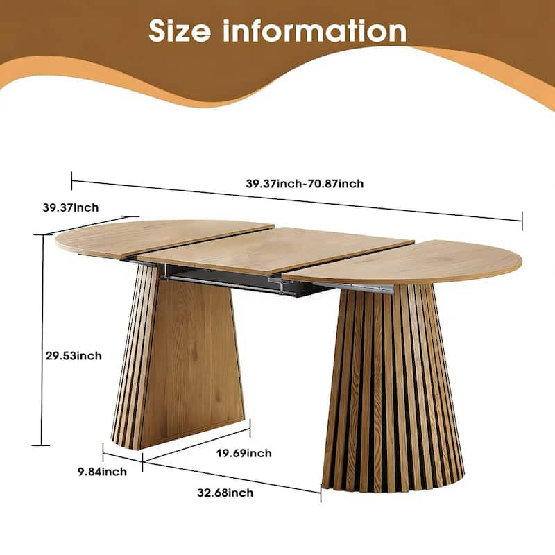 Wooden Dining Table, Flexible and Extendable, Multi-functional and Space-saving, Fashionable Oval Design and Slatted Table Legs