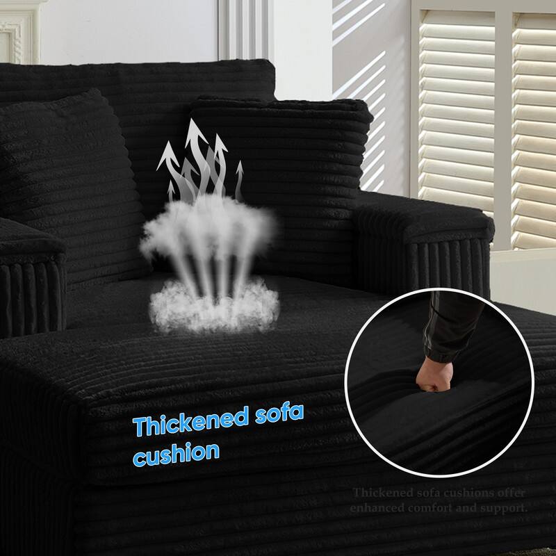 Mixoy 42‘’Corduroy Chaise Lounge Chair with Storage Ottoman&Armrests,Upholstered Sleeper Reclining Chair