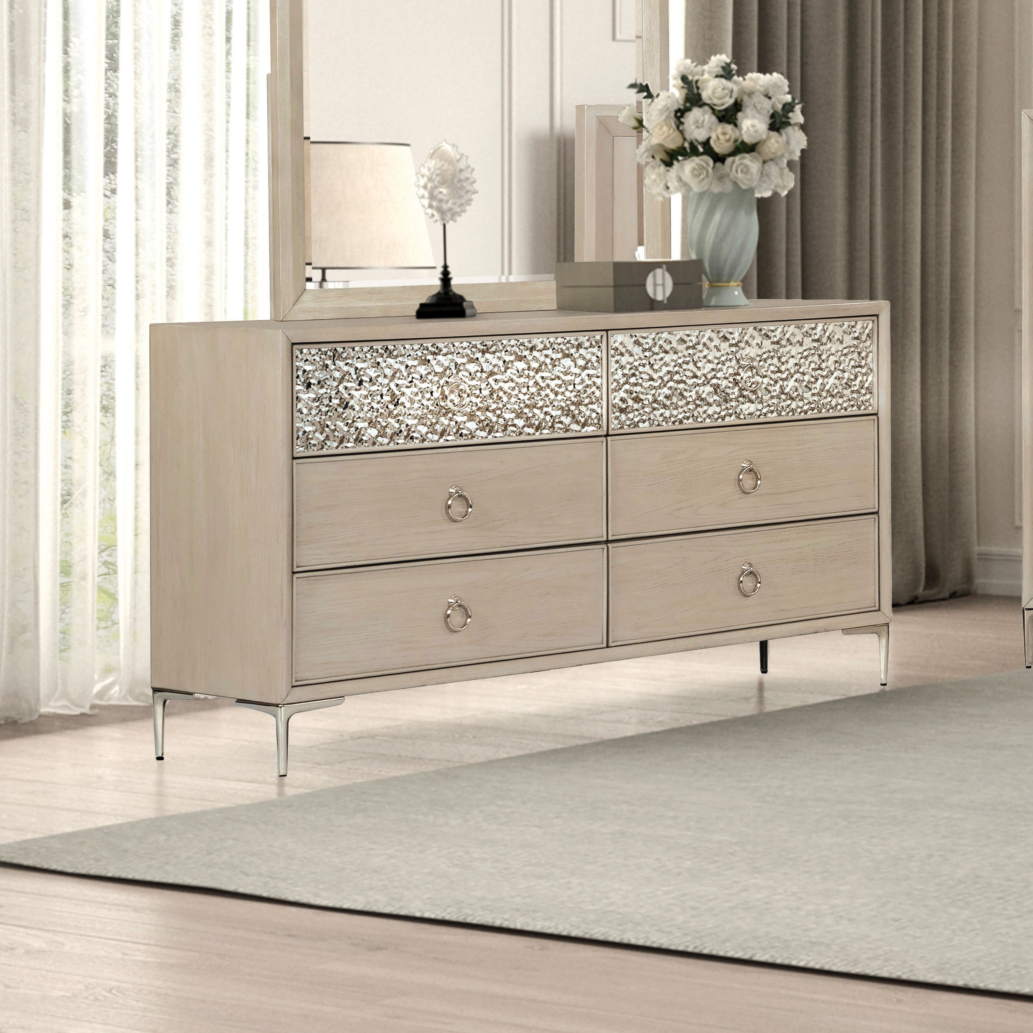 Furniture of America Fable Modern Solid Wood 6-Drawer Dresser