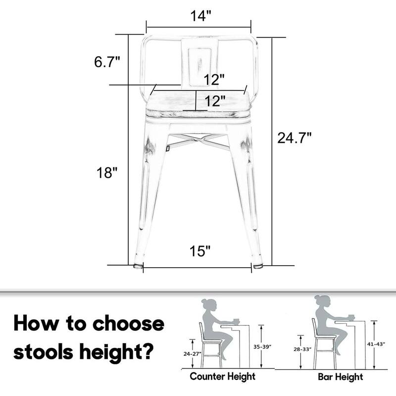 18 inch Stools Set of 4, Short Stools for Classroom Metal Chairs, Stackable Kitchen Dining Stools - 18inch