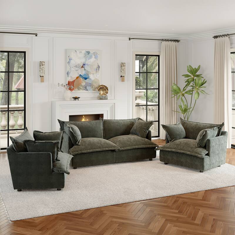 Cloud Chenille Upholstered Modular Sectional Sofa - Gray-4 piece