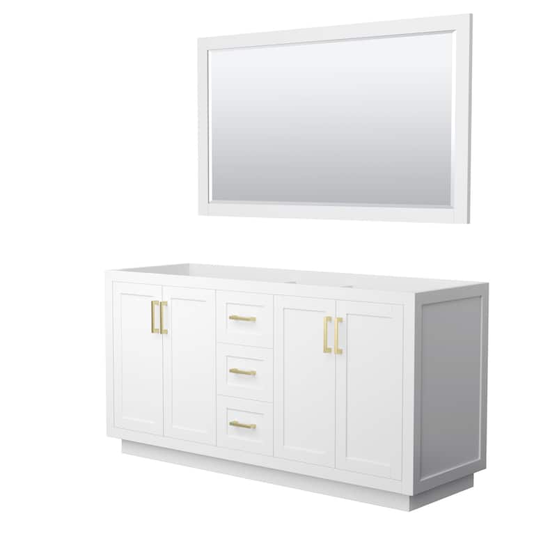 Wyndham Collection WCF2929-66D-CX-M58 Miranda 66" Double Free Standing - White / Brushed Gold Hardware