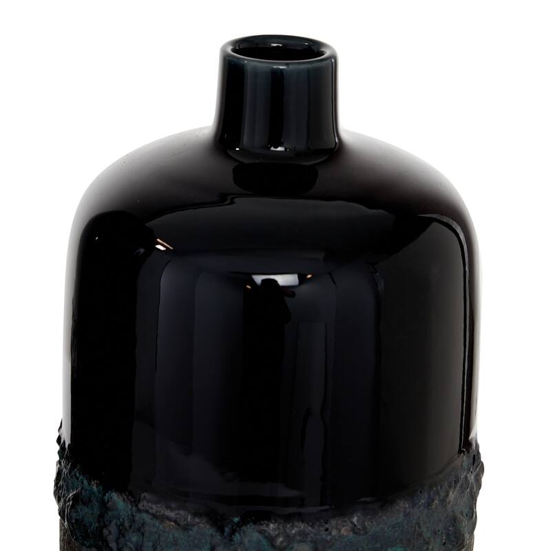 Black Ceramic Decorative Vase (Set of 2) - 8 x 8 x 19