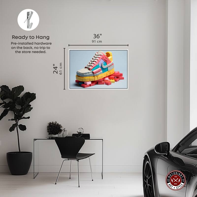 Notoriart Toy Sneaker Pastel Framed Sneaker 1 Piece Canvas Wall Art