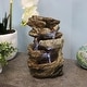 preview thumbnail 1 of 12, Sunnydaze Tiered Rock and Log Tabletop Fountain with LED Lights - 10.5-Inch