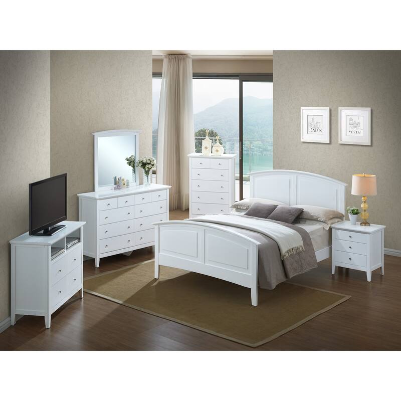Solid Curved Rail Wooden Panel Twin Bed - 77" - White