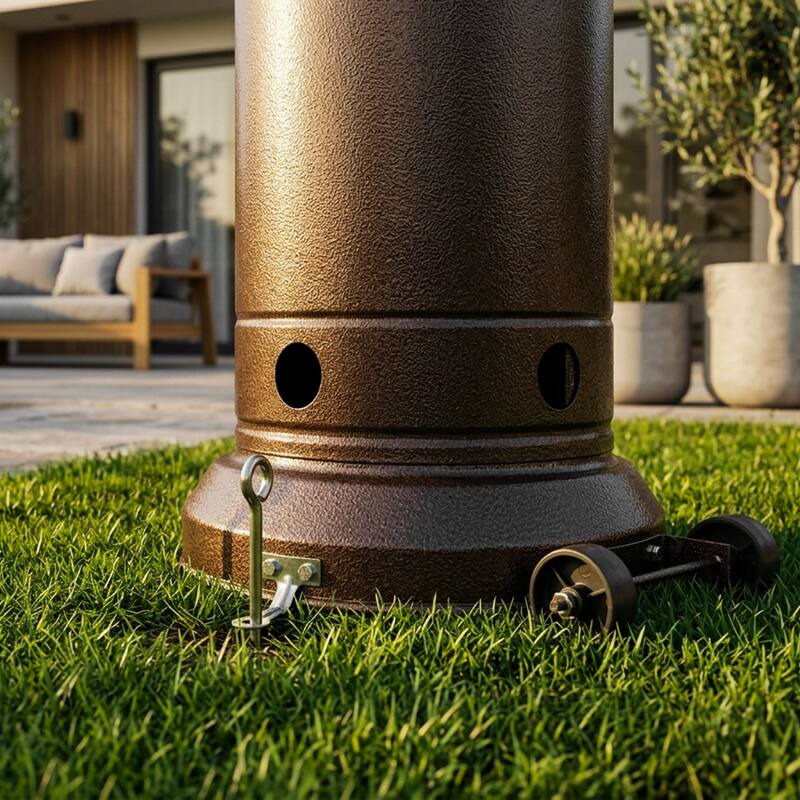 46,000 BTU Iron Propane Gas Patio Heater with Wheels and Cover