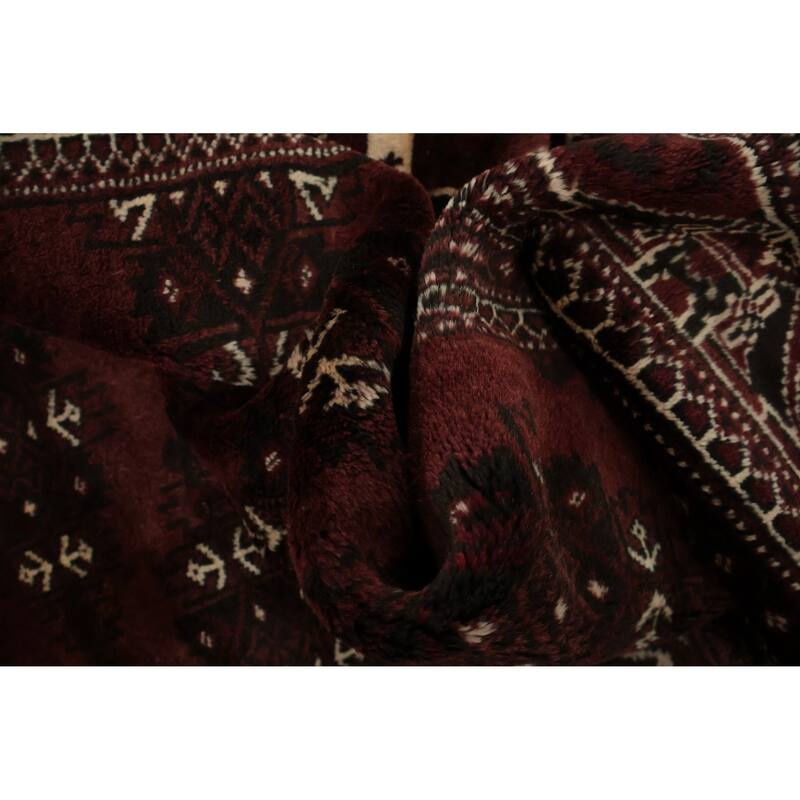 Hand Knotted Oriental 100% Wool Carpet Traditional Geometric Red Bokhara Area Rug - 13' 4'' X 8' 3''