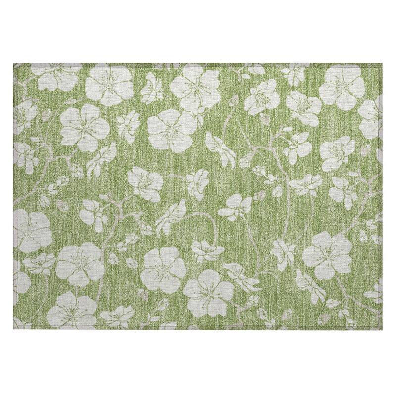 Machine Washable Indoor/ Outdoor Calm Floral Chantille Rug