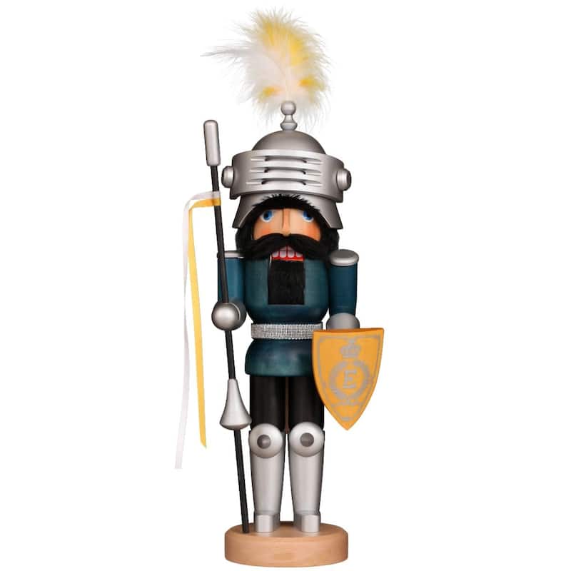 19.25" Free Standing Christian Ulbricht Handcrafted Wooden Knight Lancelot Glazed Nutcracker