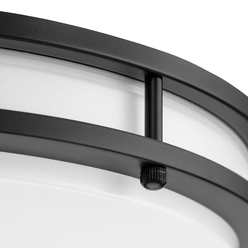 Abide Collection 5-CCT Integrated LED Matte Black Contemporary 14" Medium Flush Mount Light - 14 in x 14 in x 2.83 in