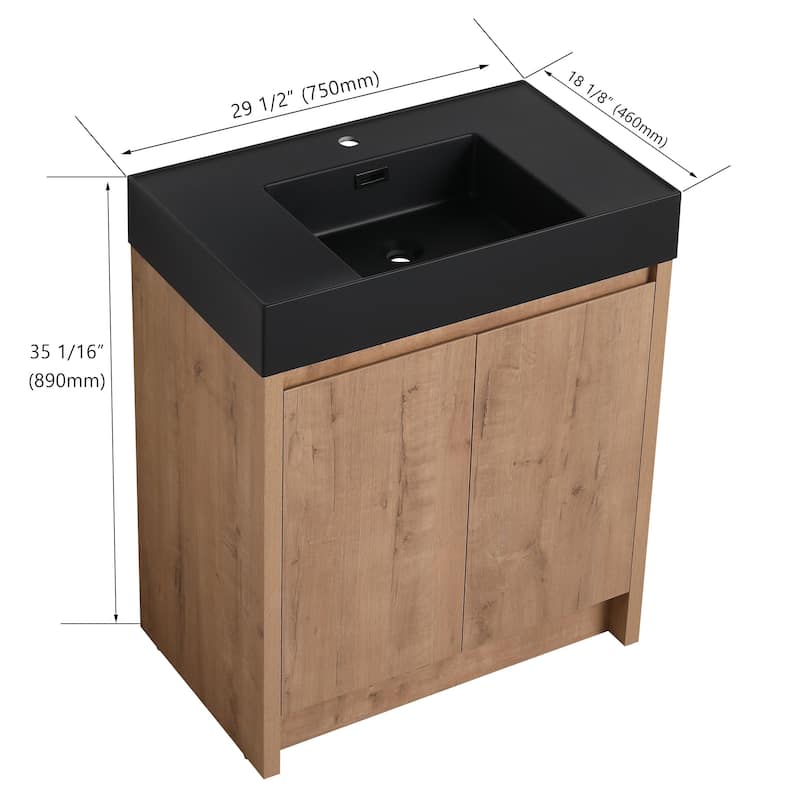 Bathroom Vanity With Sink In 24/30 Inch, Freestanding Bathroom Vanity With Soft Close Door And Adjustable Shelves