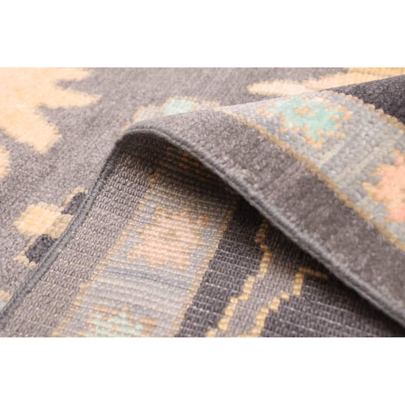 ECARPETGALLERY Hand-knotted Modern Oushak Dark Grey Wool Rug - 10'1 x 14'1