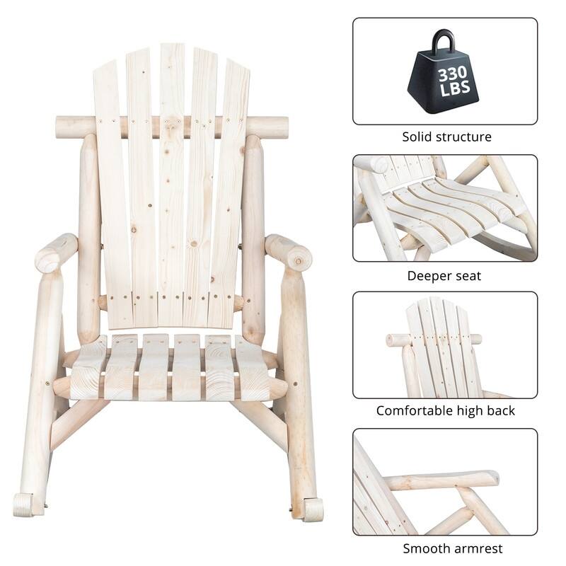 Karlhome Outdoor Fir Rocking Chair, Wood Rustic Adirondack Chair