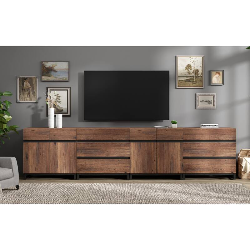 Modern TV Stand for TVs up to 120 Inches, 4-in-1 Media Console with Adjustable Shelves and 6 Drawers, TV Cabine
