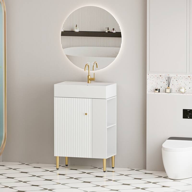 GDFStudio - Oliver 21.6" Open-Shelving Bathroom Vanity with Soft-Closing Door & Ceramic Sink