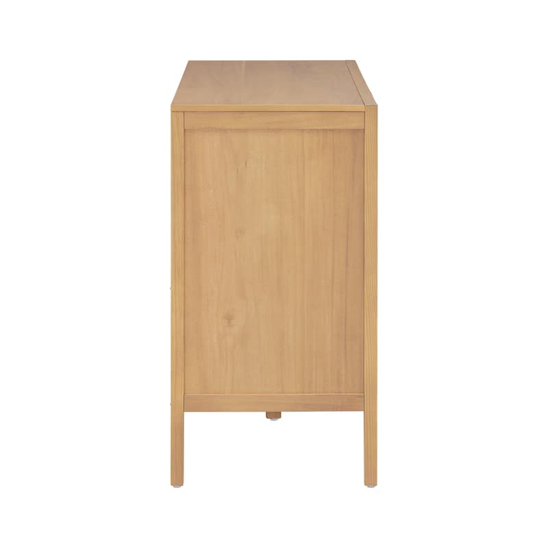 47.25"Sideboard with Pine Veneer and 2 Doors, Retro Buffet with Adjustable Feet, Wooden Storage Cabinet with Metal Handles