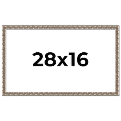 28x16 Frame Silver Versailles Ornate Solid Wood Picture Frame | 1 Inch