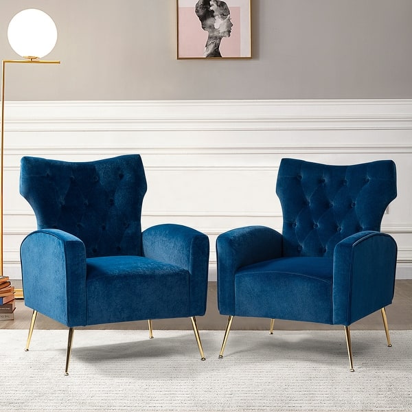 slide 2 of 136, Danita Upholstered Accent Chair with Tufted Back,Set of 2 NAVY