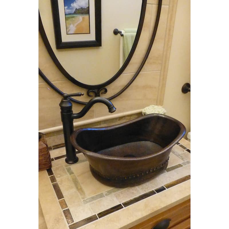 20-in Bath Tub Vessel Hammered Copper Sink (VBT20DB)