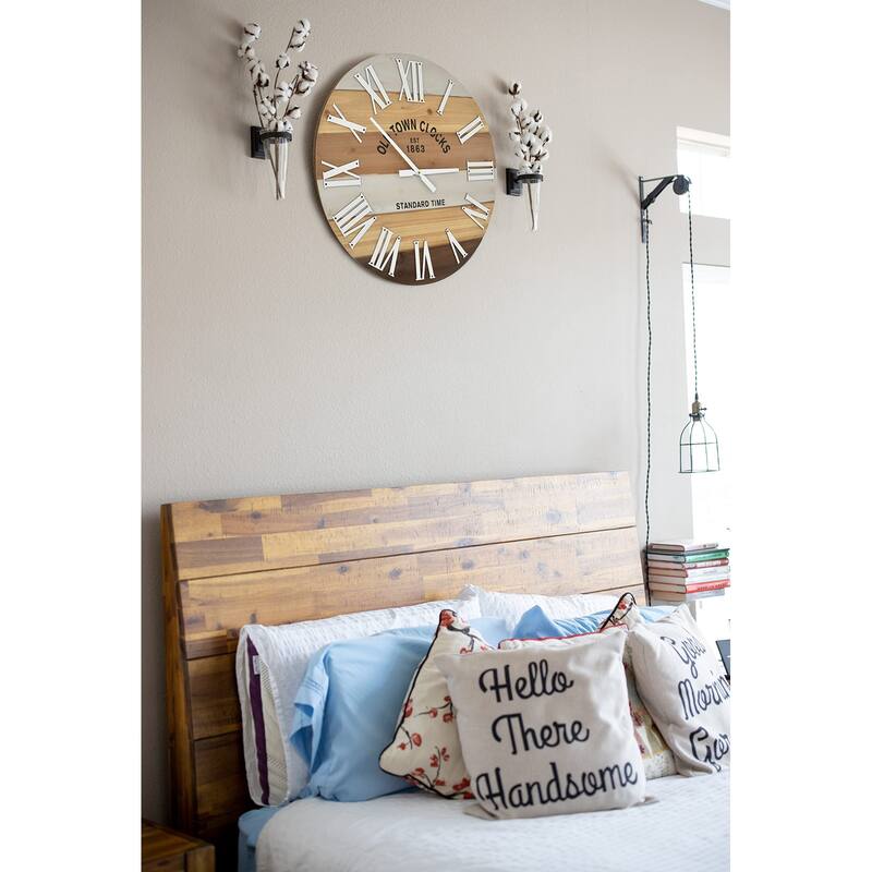 18" Wooden Multi Color Rustic Farmhouse Wall Clock (Wood, 18 inch)